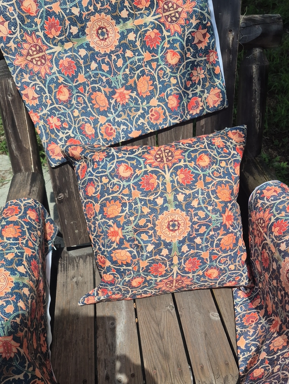 4 Pillow Case Covers In Oranhe Green Blue Tan Green Floral Durable Decorative
